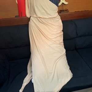 Elegant Peach and Navy Women's Dress